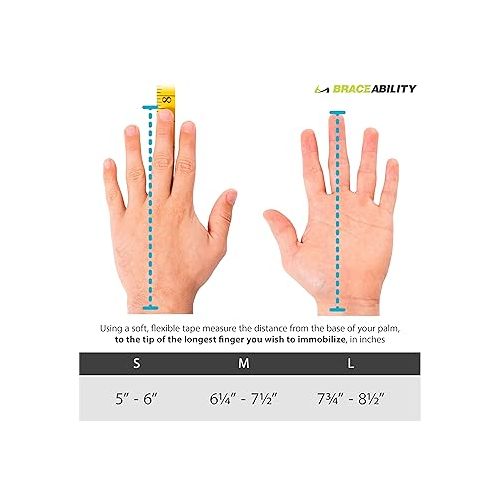  BraceAbility Two Finger Immobilizer - Hand and Buddy Splint Cast for Broken Joints, Mallet or Trigger Finger Extension, Sprains and Contractures to Straighten Middle, Index and Pinky Knuckles (S)