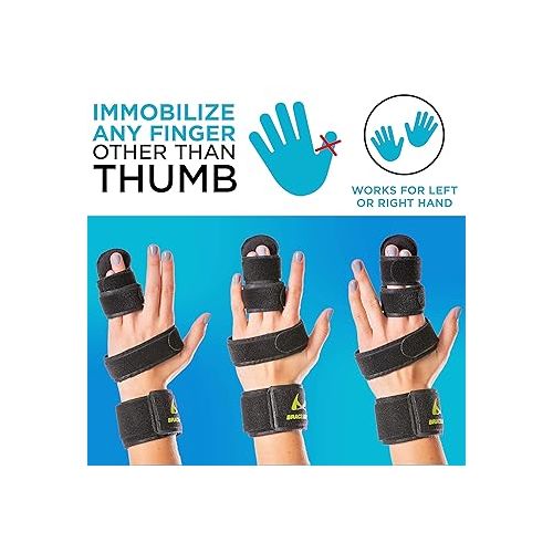  BraceAbility Two Finger Immobilizer - Hand and Buddy Splint Cast for Broken Joints, Mallet or Trigger Finger Extension, Sprains and Contractures to Straighten Middle, Index and Pinky Knuckles (S)