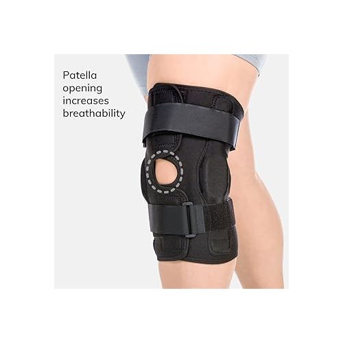  BraceAbility Torn Meniscus ROM Knee Brace - Hinged Post Surgery Support with Flexion Extension Control for Hyperextension and Locking Treatment, Ligament PCL or ACL Tears, Osteoarthritis Relief (XS)