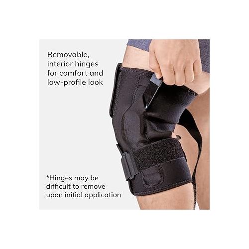  BraceAbility Torn Meniscus ROM Knee Brace - Hinged Post Surgery Support with Flexion Extension Control for Hyperextension and Locking Treatment, Ligament PCL or ACL Tears, Osteoarthritis Relief (XS)