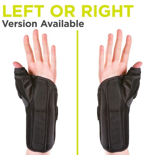  BraceAbility Thumb & Wrist Spica Splint | De Quervains Tenosynovitis Long Stabilizer Brace for Tendonitis, Arthritis & Sprains Forearm Support Cast (XS - Left Hand)