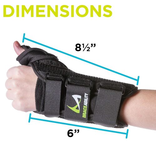  BraceAbility Thumb & Wrist Spica Splint | De Quervains Tenosynovitis Long Stabilizer Brace for Tendonitis, Arthritis & Sprains Forearm Support Cast (XS - Left Hand)