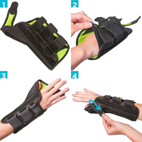  BraceAbility Thumb & Wrist Spica Splint | De Quervains Tenosynovitis Long Stabilizer Brace for Tendonitis, Arthritis & Sprains Forearm Support Cast (XS - Left Hand)