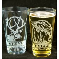 Bradgoodell 2 Fishing Gifts for Men Personalized Etched Glass Beer Pint Glasses Birthday Presents for Guys, Dad, Husband