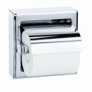 Bradley 5106-000000 Stainless Steel Surface Mounted Hinged Hood Single Roll Toilet Tissue Dispenser, 6-3/8 Width x 6-3/8 Height
