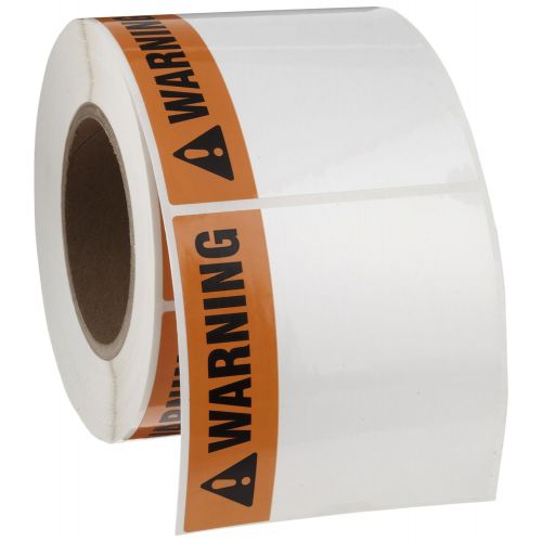  Brady THTEL-161-483-1-WA 4 Width x 4 Height, B-483 Polyester, Orange with Black on White Warning Arc Flash Label (500 per Roll), Pack of 2