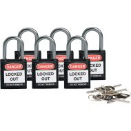 Brady Compact Safety Lock - Black, Keyed Differently (6 Locks) - 118934