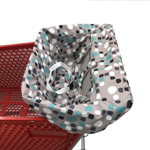  [아마존베스트]Brain Architect Child Portable Shopping Cart Cover | High Chair and Grocery Cart Covers for Babies, Kids, Infants & Toddlers  Includes Free Carry Bag  (Simple Blue Dot)