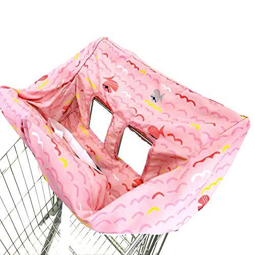  [아마존베스트]Brain Architect Child Portable Shopping Cart Cover | High Chair and Grocery Cart Covers for Babies, Kids, Infants & Toddlers  Includes Free Carry Bag  (Simple Pink Fish)