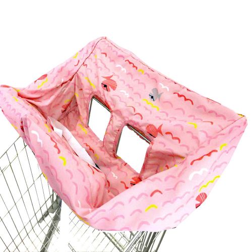  [아마존베스트]Brain Architect Child Portable Shopping Cart Cover | High Chair and Grocery Cart Covers for Babies, Kids, Infants & Toddlers  Includes Free Carry Bag  (Simple Pink Fish)