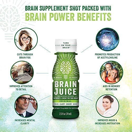  BrainJuice Brain Booster Shot, Pomegranate Acai | Liquid Drink Supplement for Improved Energy,...