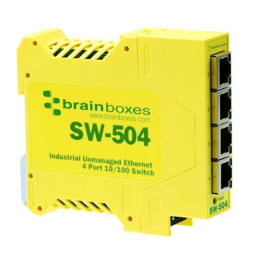  Brainboxes Switch - 4 Ports - DIN Rail mountable (SW-504)