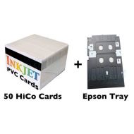 Brainstorm ID PVC ID Card Starter Kit - 50 HiCo Inkjet PVC Cards & PVC Card Tray for Epson R280, Artisan 50, RX595, R260 (and others)