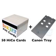 Brainstorm ID PVC ID Card Starter Kit - 50 HiCo Inkjet PVC Cards & PVC Card Tray for Canon IP/MP/MG Printers