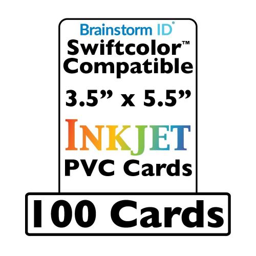  Brainstorm ID Swiftcolor Compatible Conference Badge Size Inkjet PVC Cards (3.5 x 5.5) - 100 Pack