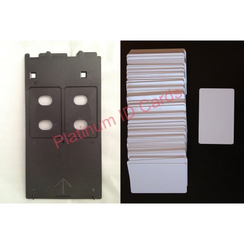  Brainstorm ID PVC ID Card Starter Kit - 50 Platinum Inkjet PVC Cards & PVC Card Tray for Canon IPMPMG Printers