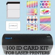 Brainstorm ID 100 ID Card Kit - Laminator, Laser Teslin, Butterfly Pouches, and Holograms - Make PVC Like ID Cards