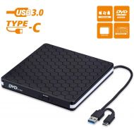 [아마존베스트]External DVD Drive, Amicool USB 3.0 Type-C CD DVD +/-RW Optical Drive USB C Burner Slim CD/DVD ROM Rewriter Writer Reader Portable for PC Laptop Desktop MacBook Mac Windows 7/8.1/1