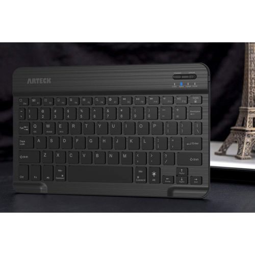  [아마존베스트]Arteck HB030B Universal Slim Portable Wireless Bluetooth 3.0 7-Colors Backlit Keyboard with Built in Rechargeable Battery, Black