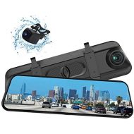 [아마존베스트]BENEWEAR Backup Camera 9.66 Mirror Dash Cam Touch Screen 1080P Rearview Front and Rear Dual Lens with Waterproof Reversing Camera