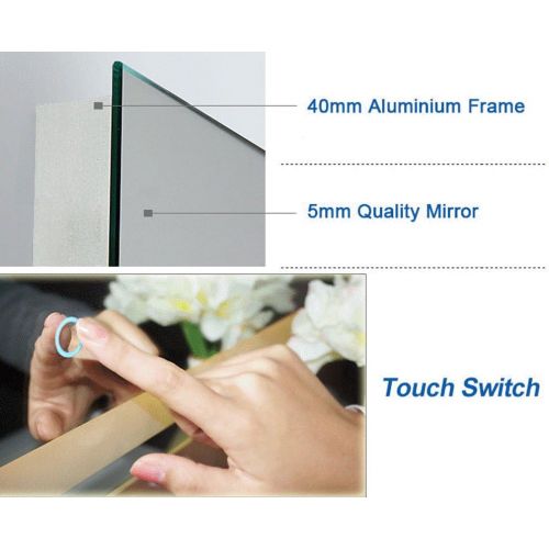  Brand: BHBL 70 x 32 in Horizontal LED Bathroom Silvered Mirror with Touch Button (CK010-A)