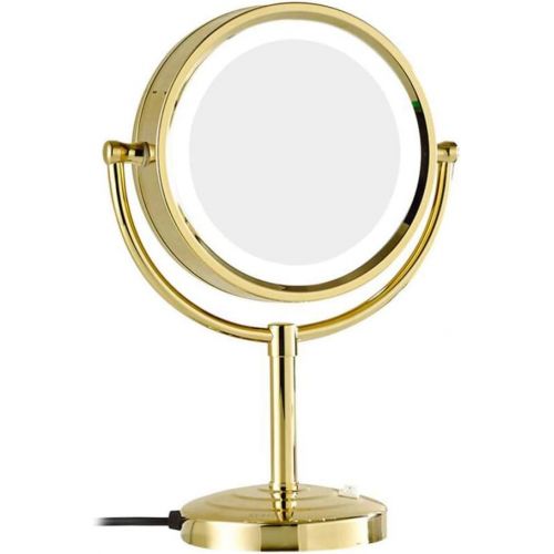  Brand: BYCDD BYCDD Countertop Makeup mirro with Light, Double Sided Magnifying Vanity Beauty Mirror Ideal for Bathroom Bedroom,Gold_8.5 inch 5X