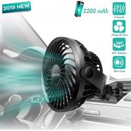 [아마존베스트]COMLIFE Car Fan, Car Air Vent Clip Fan, 2200 mAh Rechargerable Battery powered fan, Air Circulation Fan with High Airflow, Four Speeds, 360°Rotation, Must Have for Driver in Summer(Battery