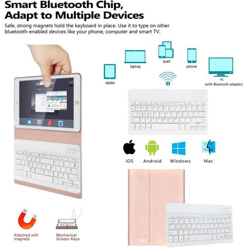  [아마존베스트]iPad Keyboard Case 9.7 for New iPad 2018 (6th Gen) - iPad Pro 2017 (5th Gen) - iPad Air 2/1 - COO Detachable Wireless Bluetooth Keyboard - Magnetic Auto Sleep/Wake (Champagne with