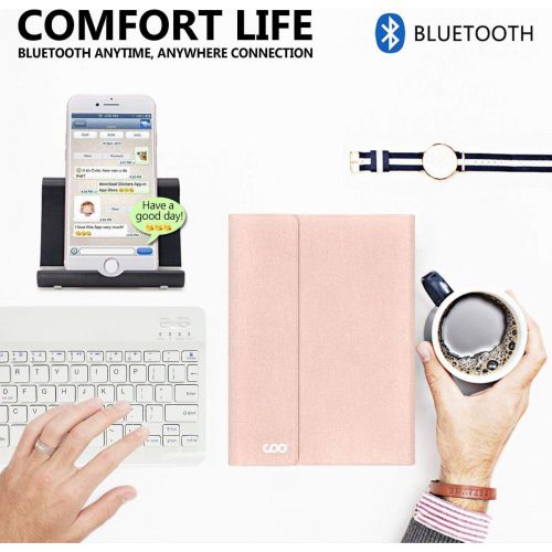  [아마존베스트]iPad Keyboard Case 9.7 for New iPad 2018 (6th Gen) - iPad Pro 2017 (5th Gen) - iPad Air 2/1 - COO Detachable Wireless Bluetooth Keyboard - Magnetic Auto Sleep/Wake (Champagne with