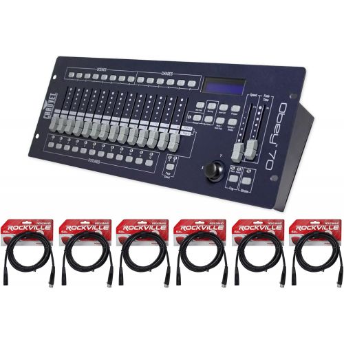  Chauvet DJ Obey 70 Universal Dmx 512 Controller With 384 Channels And Midi Compatibility + (6) Rockville DJ DMX3P10FT 10 foot DMX lighting 3 pin XLR Female to Male DMX Cables