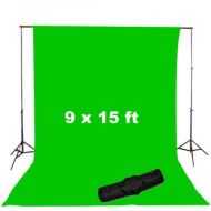 CowboyStudio Photography 9 x 15ft Chromakey Green Muslin Screen and 10 ft Background Support System with Carrying Case