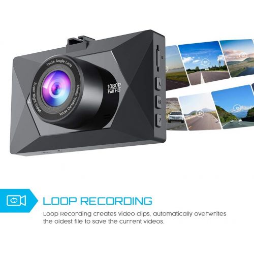  [아마존베스트]Crosstour Dash Cam 1080P FHD Mini in Car Dashboard Camera with Park Mode, G Sensor, F1.8 Super Big Aperture, 3 Inch LCD, 170°Wide Angle, WDR, Motion Detection, Loop Recording