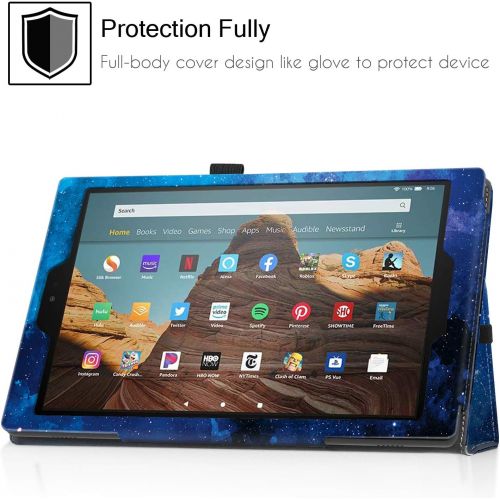  [아마존베스트]Famavala Folio Case Cover Compatible with 10.1 Amazon Fire HD 10 Tablet [7th Generation 2017 / 5th Generation 2015] (BlueSky)