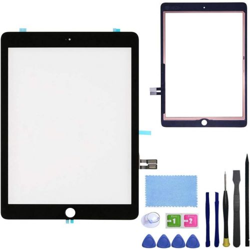  [아마존베스트]FeiyueTech Black iPad 6th Gen 2018 (A1893 A1954) Touch Screen Digitizer Replacement Front Glass Assembly -Includes Camera Holder+PreInstalled Adhesive + Tools kit (Without Home But