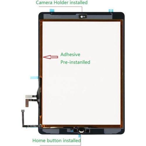  [아마존베스트]FeiyueTech IPad Air 1st Generation (IPad 5) Touch Screen Digitizer Replacement ，Front Glass Assembly -Includes Home Button + Camera Holder+PreInstalled Adhesive with Tools kit (Whi