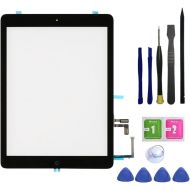 [아마존베스트]FeiyueTech iPad 5 iPad Air 1st Touch Screen Digitizer Replacement ，Front Glass Assembly -Includes Home Button + Camera Holder+PreInstalled Adhesive with Tools kit .(Black)