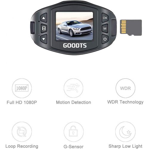  [아마존베스트]Dash Cam GOODTS Full HD 1080P Mini Car Camera Driving Recorder 1.5 inch Screen 170°Wide Angle, Dashboard Camera with G-Sensor Loop Recording WDR Motion Detection Night Vision (16GB