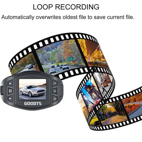  [아마존베스트]Dash Cam GOODTS Full HD 1080P Mini Car Camera Driving Recorder 1.5 inch Screen 170°Wide Angle, Dashboard Camera with G-Sensor Loop Recording WDR Motion Detection Night Vision (16GB