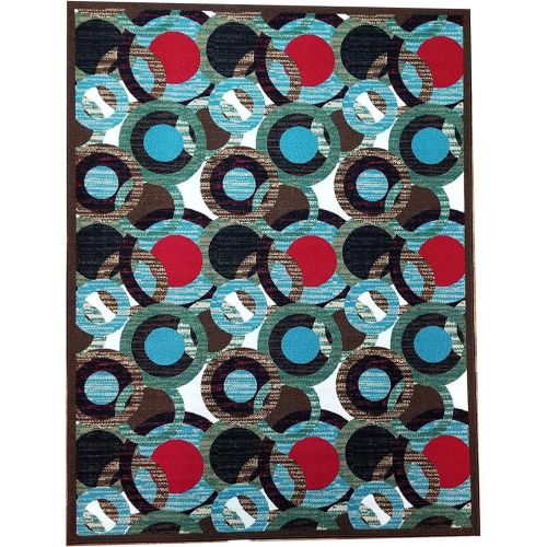  Brand: Gloria Low Profile Non Slip Area Rug  Carpet for Kitchen, Dining Room, Living Room Floor with Rubber Backing  Floor Mat Non-Skid Doormat  Washable Runner Mat (3 x 5) Green, Red, Brown