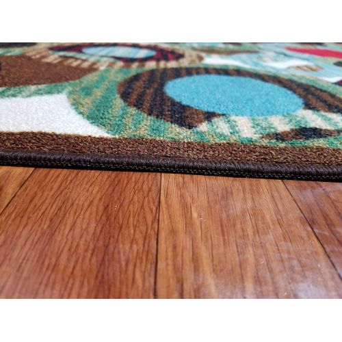  Brand: Gloria Low Profile Non Slip Area Rug  Carpet for Kitchen, Dining Room, Living Room Floor with Rubber Backing  Floor Mat Non-Skid Doormat  Washable Runner Mat (3 x 5) Green, Red, Brown