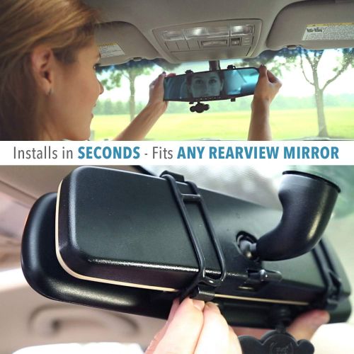  [아마존베스트]Official HD Mirror Cam  As Seen on TV Dash Cam 350°, Motion Detection, 2.5” LCD, 720P HD, Dashboard Camera Video Recorder with Micro SD Card, Loop Recording, Night-Mode (8GB)