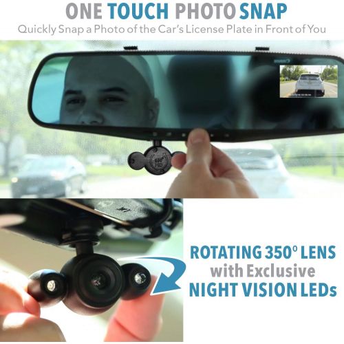  [아마존베스트]Official HD Mirror Cam  As Seen on TV Dash Cam 350°, Motion Detection, 2.5” LCD, 720P HD, Dashboard Camera Video Recorder with Micro SD Card, Loop Recording, Night-Mode (8GB)