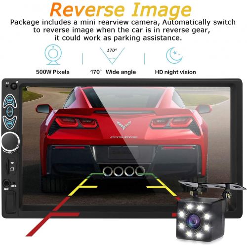  [아마존베스트]HaoXuan DianZi Double Din Car Stereo 7 Inch Touch Screen Car MP5 Player Support Backup Rear View Camera FM Radio Car Audio with Hands-Free Mirror Link