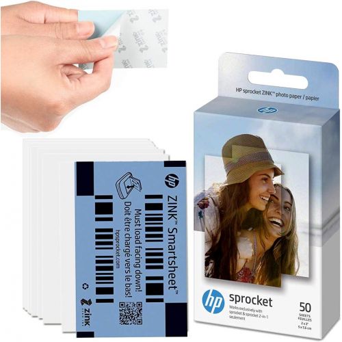  HP Sprocket Photo Printer, Print Social Media Photos on 2x3 Sticky-Backed Paper (Black) + Photo Paper (60 Sheets) + Protective Case + USB Cable + HeroFiber Gentle Cleaning Cloth