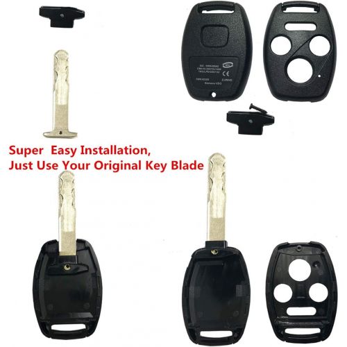  [아마존베스트]Replacement Keyless Entry Key Fob Case Fit For Honda 2003-2007 Accord 2005-2006 CR-V Ridgeline Civic Remote Control Key Combo 4 Buttons Replacement Car Key Shell Casing Blank Witho