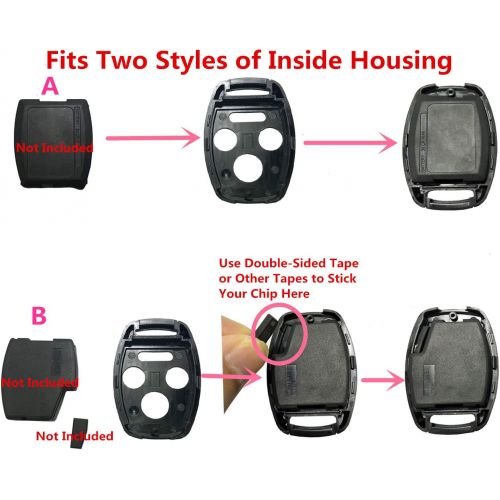  [아마존베스트]Replacement Keyless Entry Key Fob Case Fit For Honda 2003-2007 Accord 2005-2006 CR-V Ridgeline Civic Remote Control Key Combo 4 Buttons Replacement Car Key Shell Casing Blank Witho