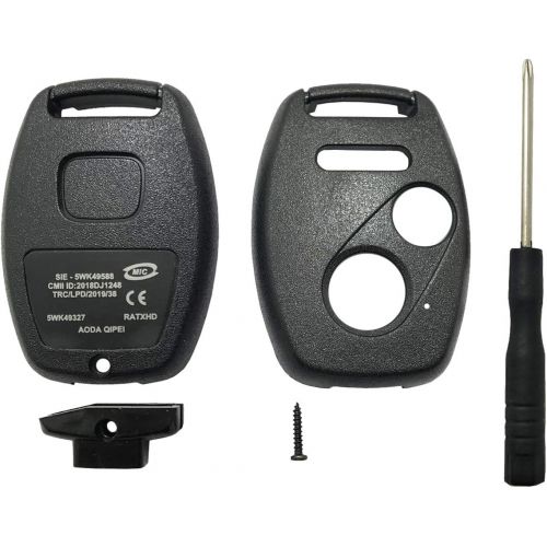  [아마존베스트]Replacement Keyless Entry Key Fob Case Fit for Honda 2003-2007 Accord 2005-2006 CR-V Ridgeline Civic Remote Control Key Combo 3 Buttons Replacement Car Key Shell Casing Blank Witho