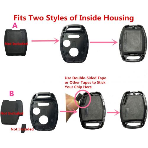  [아마존베스트]Replacement Keyless Entry Key Fob Case Fit for Honda 2003-2007 Accord 2005-2006 CR-V Ridgeline Civic Remote Control Key Combo 3 Buttons Replacement Car Key Shell Casing Blank Witho