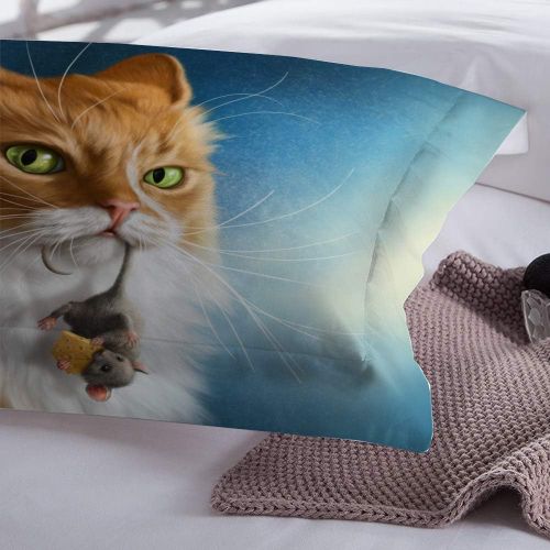  Brand: HyUkoa HyUkoa 3D Lonely Cat with Mouse Design Men Teen Kids Boys Duvet Bedding Sets 3-Pieces Cat Play with Mouse Bedlinen Sheet No Comforter,Color 1 US Queen Size