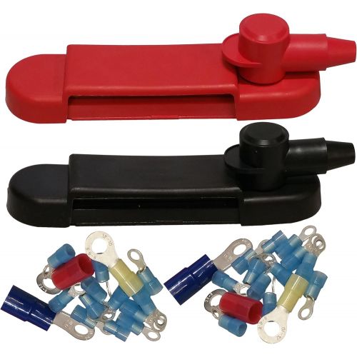  [아마존베스트](Pair - Red & Black) 12 Terminal Distribution Block -BUSBARS- With Ring Terminals